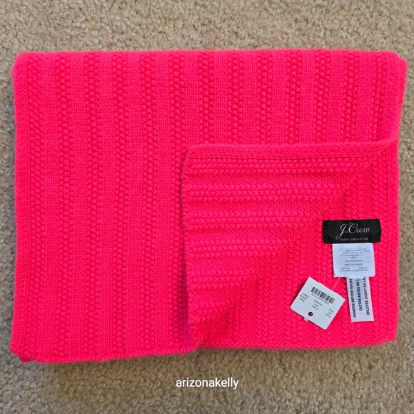 NWT J. Crew Cashmere *HOT PINK* Fuchsia Scarf - Picture 2 of 14